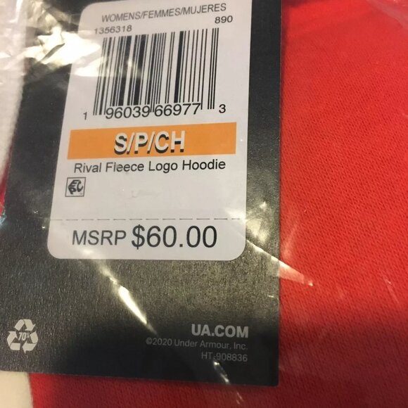 Women's Under Armour UA Rival Fleece Logo Hoodie Red Small NEW MSRP $60 - Picture 6 of 6